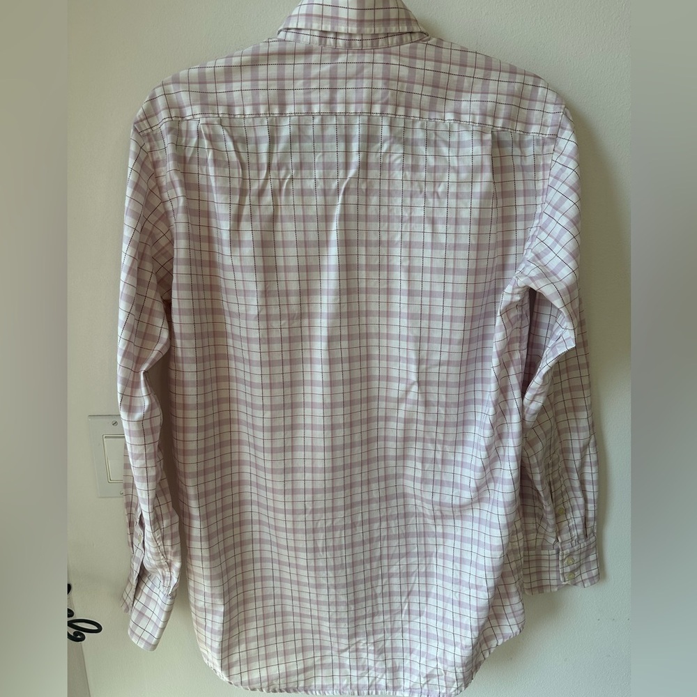 Lacoste pink purple plaid vintage button down shirt size 39 medium - Picture 3 of 10